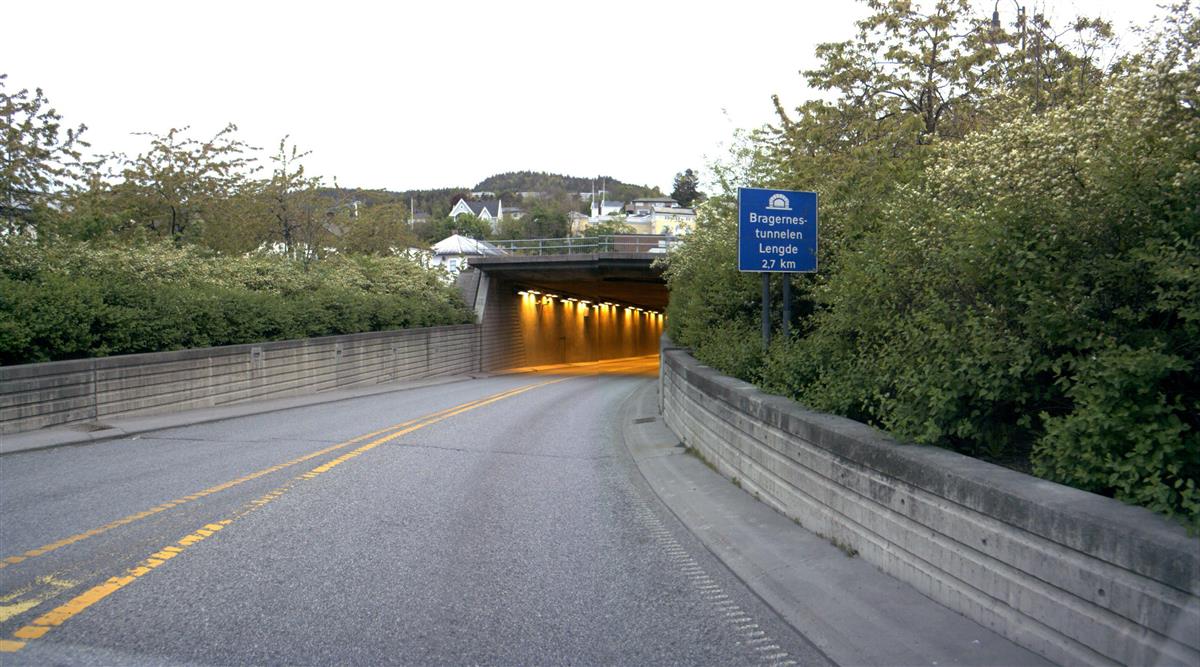 Fylkesvei 283 Bragernestunnelen i Drammen - Klikk for stort bilde