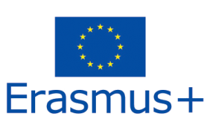 Blått EU-flagg og logo Erasmus + - Klikk for stort bilde