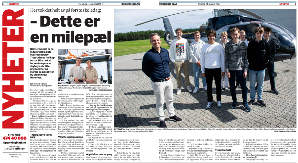 Bilde av Ringerike blads reportasje fra papiravisa - Klikk for stort bilde